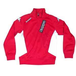 NEW Kappa Logo Red White Boys Foligno Training 10Y Half Zip Pull Over Top Shirt